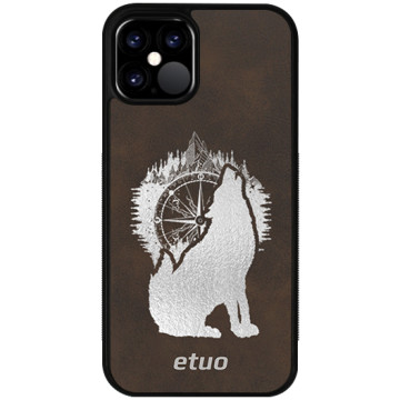Leather Case - brown and silver - Wolf Mountain