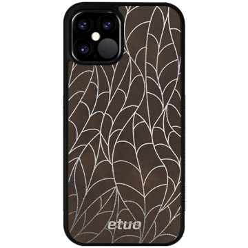 Leather Case - brown and silver - Leaves