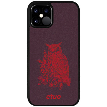 Leather Case - berry - Owl