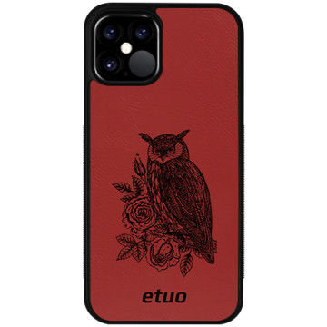 Leather Case - red - Owl