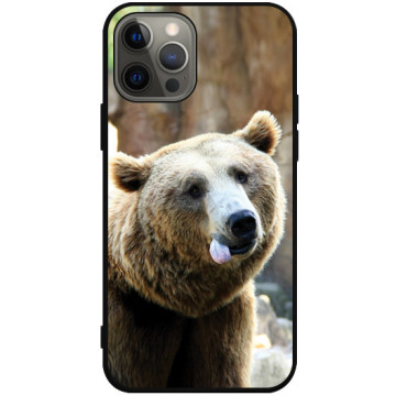 Phone case - casey Soft Flex Design - Funny Animals - Bear with tongue - black