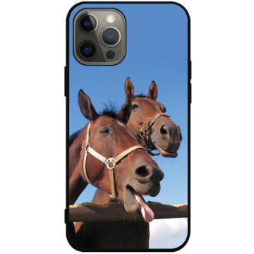 Phone case - casey Soft Flex Design - Funny Animals - Funny horses - black