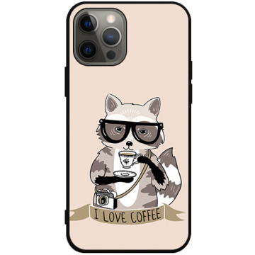 Phone case - casey Soft Flex Design - Funny Animals - Raccoon Coffee - black