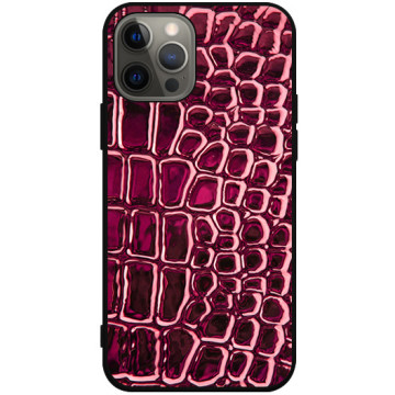Phone case - casey Soft Flex Design - Animal Pattern - Red crocodile leather - black