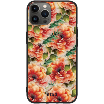 Etui na telefon - casey Soft Flex Design - Bloom & Buzz - Orange flower pattern - czarny