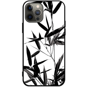 Phone case - casey Soft Flex Design - Black and white - Bamboo leaves - black