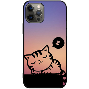 Phone case - casey Soft Flex Design - Case with cat - Cat sleeping - black
