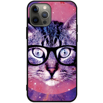 Phone case - casey Soft Flex Design - Case with cat - Cat with glasses - black