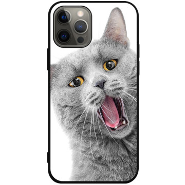 Phone case - casey Soft Flex Design - Case with cat - Meowing cat - black