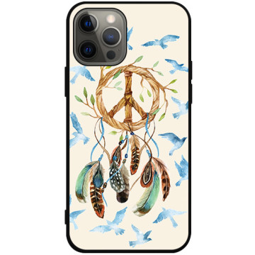 Phone case - casey Soft Flex Design - Folk & Dreamcatcher - Dreamcatcher and birds - black