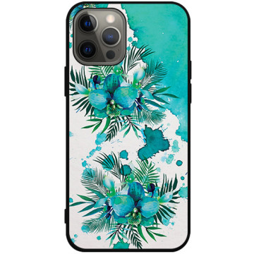 Phone case - casey Soft Flex Design - Floral Case - Turquoise orchid - black