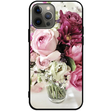 Phone case - casey Soft Flex Design - Floral Case - Maroon bouquet of roses - black