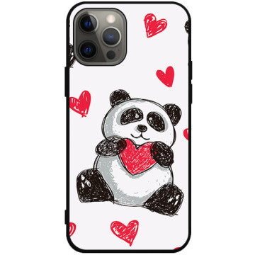 Phone case - casey Soft Flex Design - Panda - Panda with heart - black