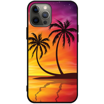 Phone case - casey Soft Flex Design - Holiday - Palm trees at sunset - black