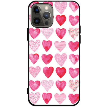 Phone case - casey Soft Flex Design - Valentine's Day - Pink hearts - black