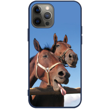 Phone case - casey Soft Flex Design - Funny Animals - Funny horses - navy blue
