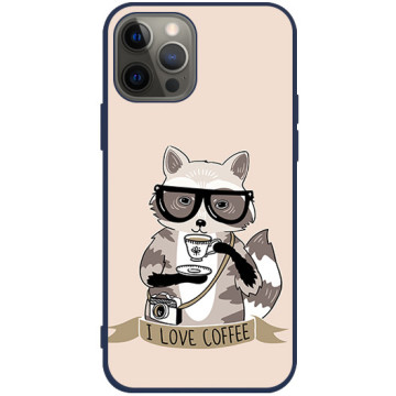 Phone case - casey Soft Flex Design - Funny Animals - Raccoon Coffee - navy blue