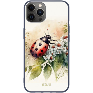 Etui na telefon - casey Soft Flex Design - Bloom & Buzz - Ladybug among the flowers - granatowy