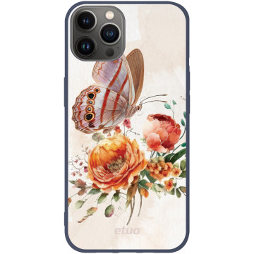 Etui na telefon - casey Soft Flex Design - Bloom & Buzz - Butterfly among the flowers - granatowy