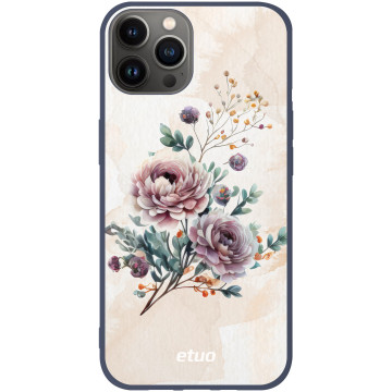 Etui na telefon - casey Soft Flex Design - Bloom & Buzz - Vintage Summer Flowers - granatowy