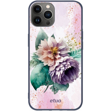Etui na telefon - casey Soft Flex Design - Bloom & Buzz - Purple summer flowers - granatowy