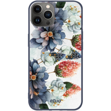 Etui na telefon - casey Soft Flex Design - Bloom & Buzz - Blue flowers - granatowy