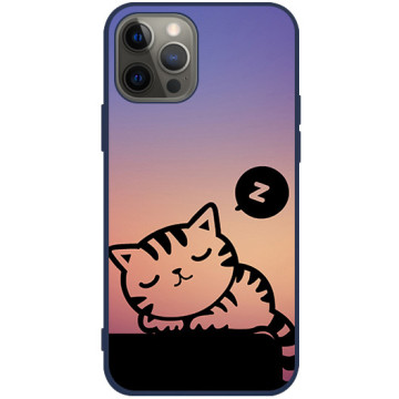 Phone case - casey Soft Flex Design - Case with cat - Cat sleeping - navy blue