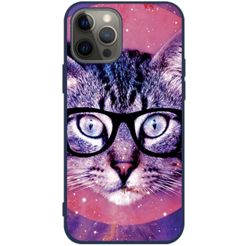 Phone case - casey Soft Flex Design - Case with cat - Cat with glasses - navy blue