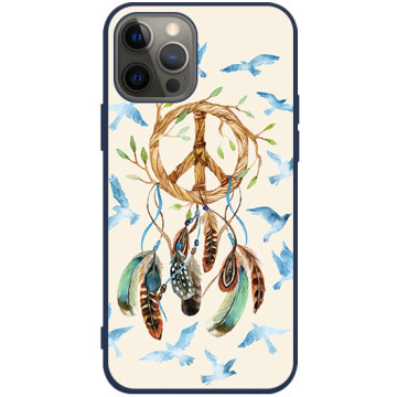 Phone case - casey Soft Flex Design - Folk & Dreamcatcher - Dreamcatcher and birds - navy blue