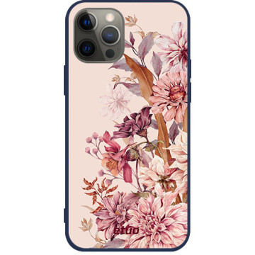 Etui na telefon - casey Soft Flex Design - Flora - Kasiags Beige Flora Aesthetic - granatowy