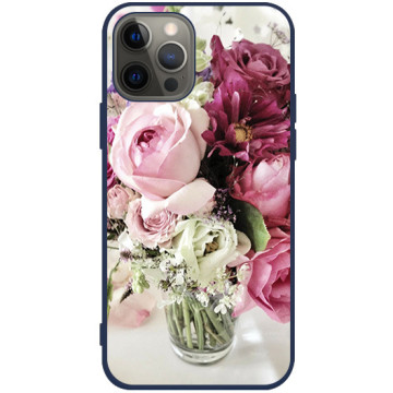 Phone case - casey Soft Flex Design - Floral Case - Maroon bouquet of roses - navy blue