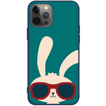 Phone case - casey Soft Flex Design - Forever Young - Rabbit with glasses - navy blue