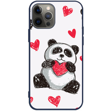 Phone case - casey Soft Flex Design - Panda - Panda with heart - navy blue