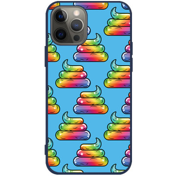 Phone case - casey Soft Flex Design - Unicorn - Rainbow poop - navy blue