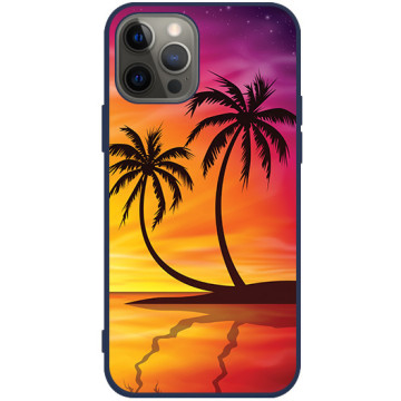 Phone case - casey Soft Flex Design - Holiday - Palm trees at sunset - navy blue
