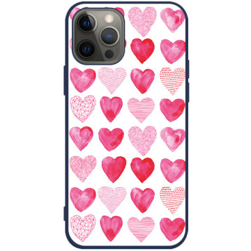 Phone case - casey Soft Flex Design - Valentine's Day - Pink hearts - navy blue