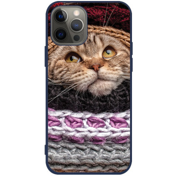 Phone case - casey Soft Flex Design - Christmas gift - Cat in sweater - navy blue