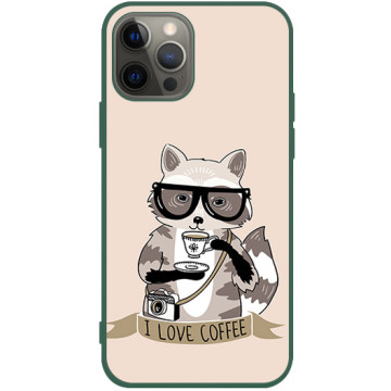 Phone case - casey Soft Flex Design - Funny Animals - Raccoon Coffee - green