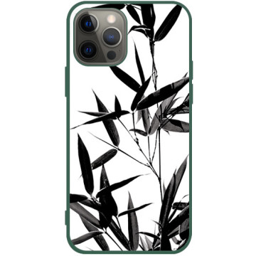 Phone case - casey Soft Flex Design - Black and white - Bamboo leaves - green