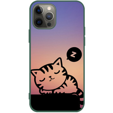Phone case - casey Soft Flex Design - Case with cat - Cat sleeping - green