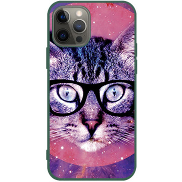 Phone case - casey Soft Flex Design - Case with cat - Cat with glasses - green