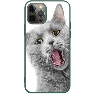 Phone case - casey Soft Flex Design - Case with cat - Meowing cat - green