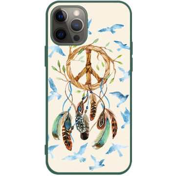 Phone case - casey Soft Flex Design - Folk & Dreamcatcher - Dreamcatcher and birds - green