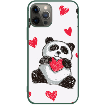 Phone case - casey Soft Flex Design - Panda - Panda with heart - green