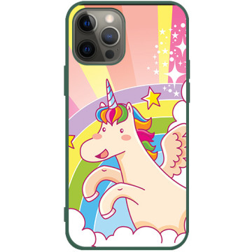 Phone case - casey Soft Flex Design - Unicorn - Unicorn with rainbow - green