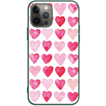 Phone case - casey Soft Flex Design - Valentine's Day - Pink hearts - green