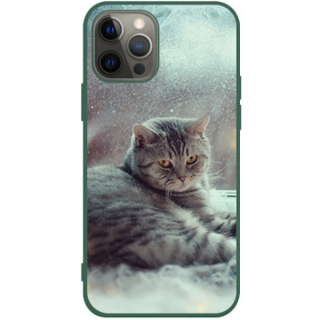 Phone case - casey Soft Flex Design - Christmas gift - Cat in the snow - green