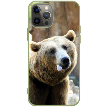 Phone case - casey Soft Flex Design - Funny Animals - Bear with tongue - khaki