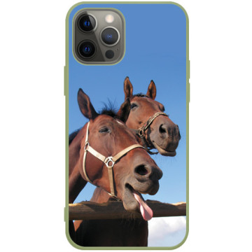 Phone case - casey Soft Flex Design - Funny Animals - Funny horses - khaki