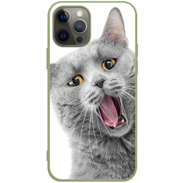 Phone case - casey Soft Flex Design - Case with cat - Meowing cat - khaki